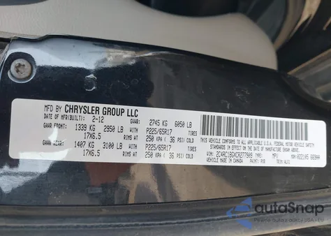 2012 Chrysler Town & Country Touring из США, поврежденный, VIN 2C4RC1BGXCR277909